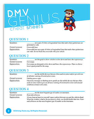 DMV Genius Cheat Sheets 2