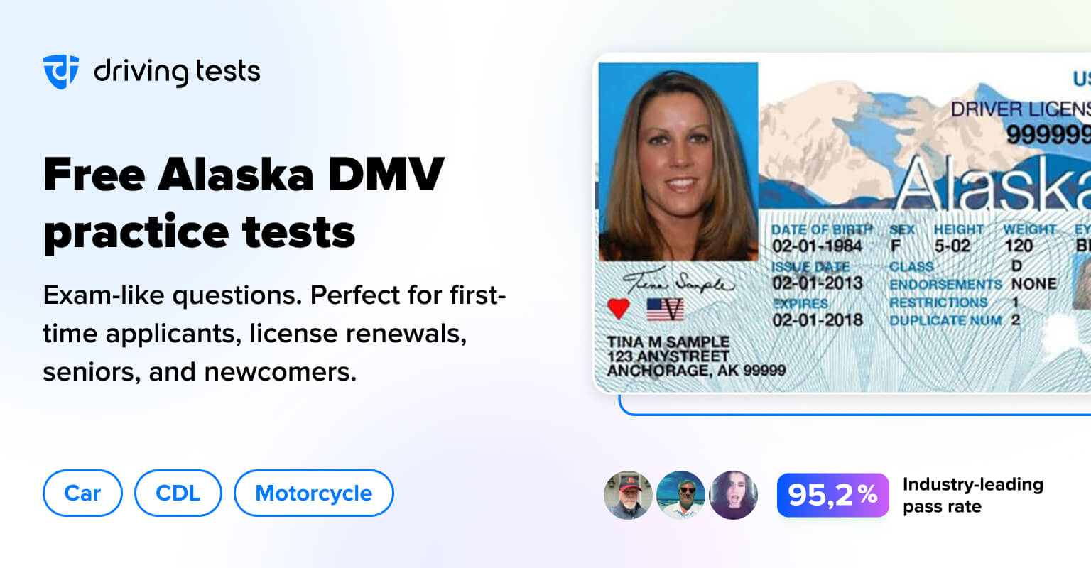 Free Alaska (AK) DMV Driver's Permit Practice Tests Updated for 2024