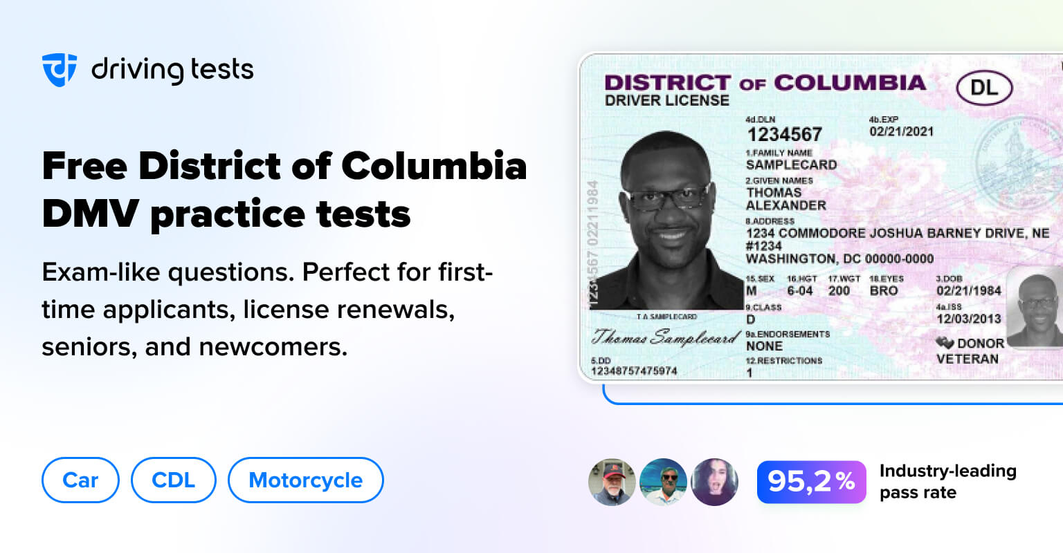 Free District Columbia (DC) DMV Practice Tests – Updated for 2024