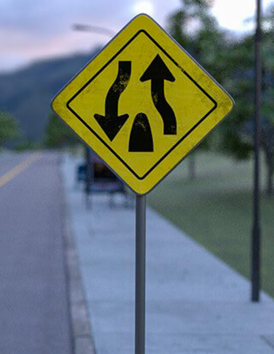 divided road sign