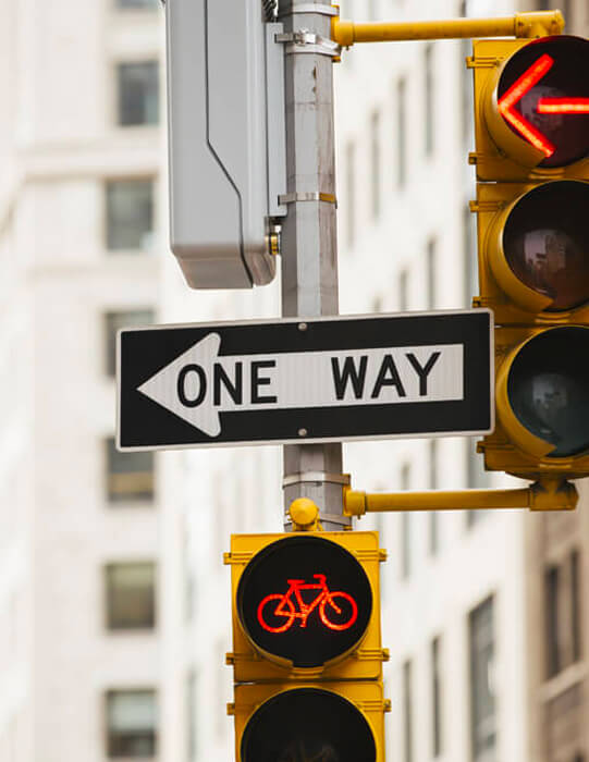 one way road sign