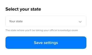 Select your state and save your selection