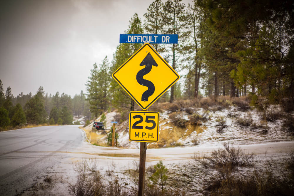 curvy road sign