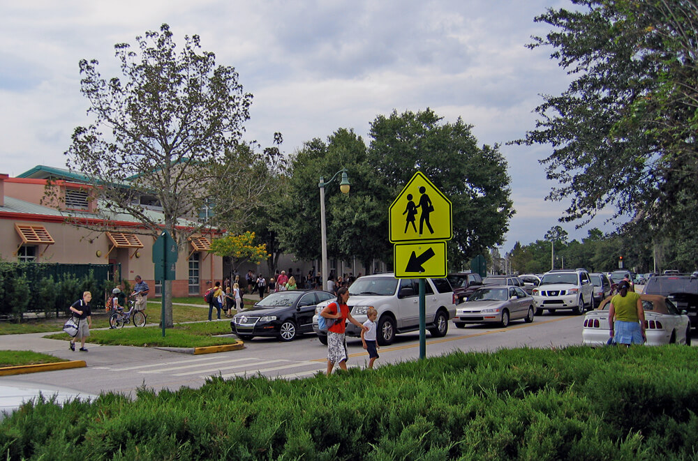 pedestrian crossing near a school