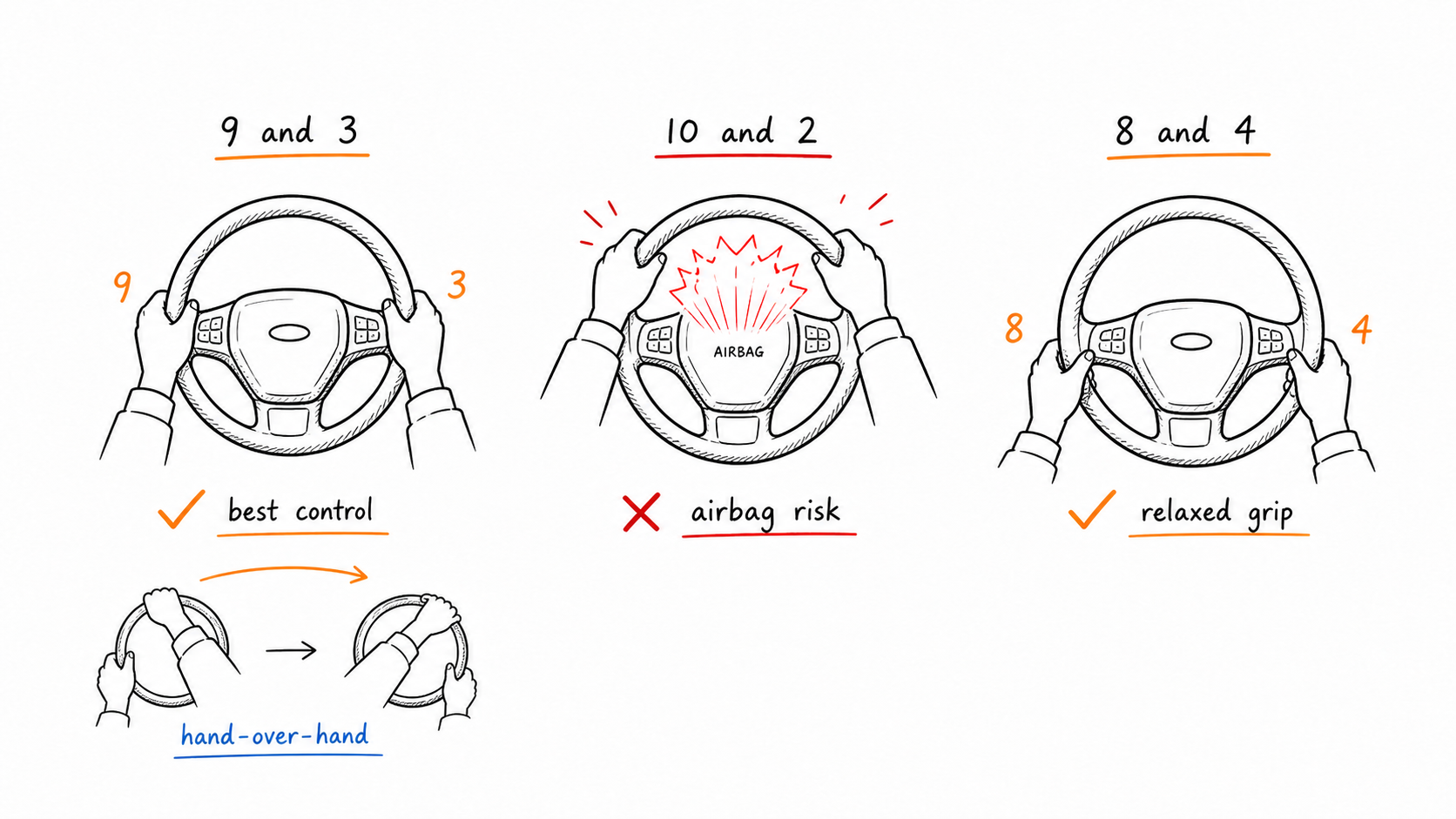 How to hold a steering wheel